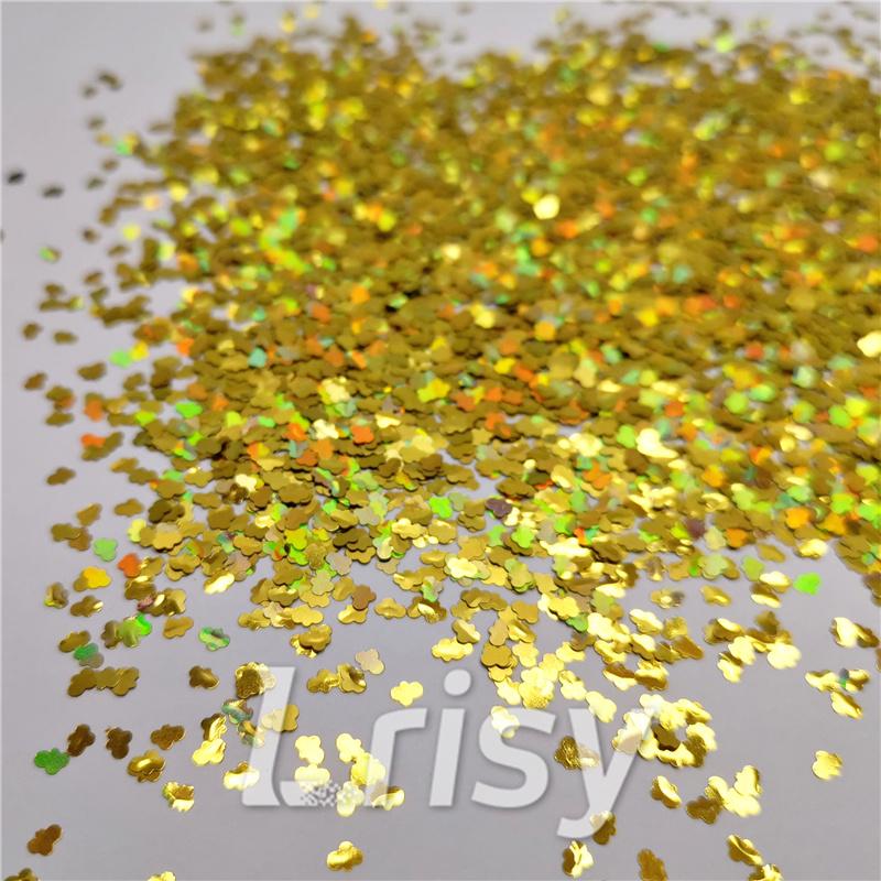 3mm Cloud Shapes Laser Gold Glitter LB0210