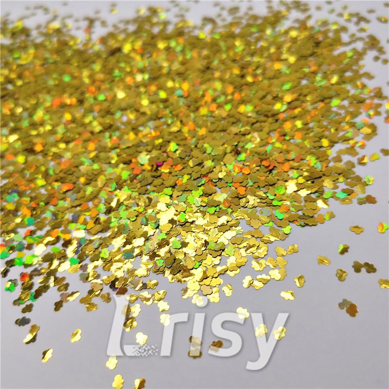 3mm Cloud Shapes Laser Gold Glitter LB0210