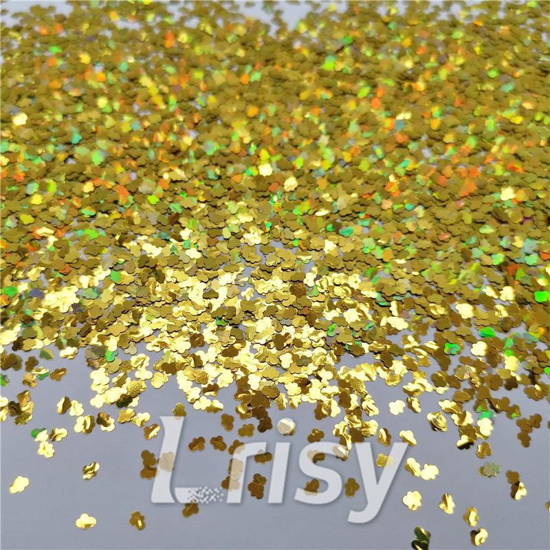 3mm Cloud Shapes Laser Gold Glitter LB0210