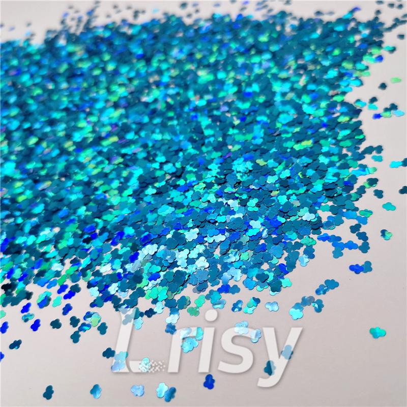 3mm Cloud Shapes Laser Sky Blue Glitter LB0700