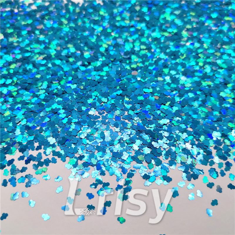 3mm Cloud Shapes Laser Sky Blue Glitter LB0700