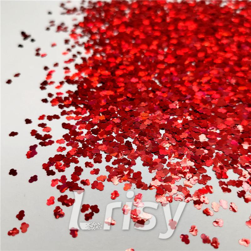 3mm Cloud Shapes Laser Red Glitter LB0300