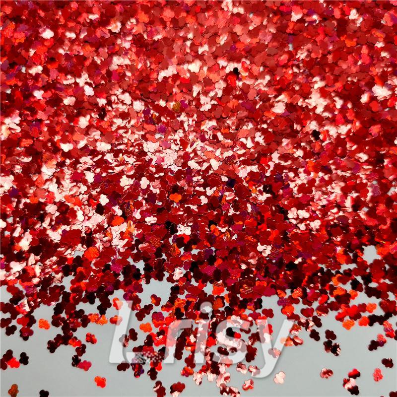3mm Cloud Shapes Laser Red Glitter LB0300
