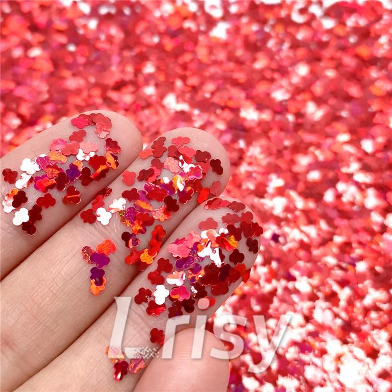 3mm Cloud Shapes Laser Red Glitter LB0300