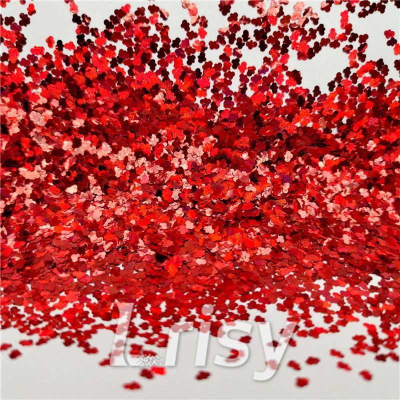 3mm Cloud Shapes Laser Red Glitter LB0300