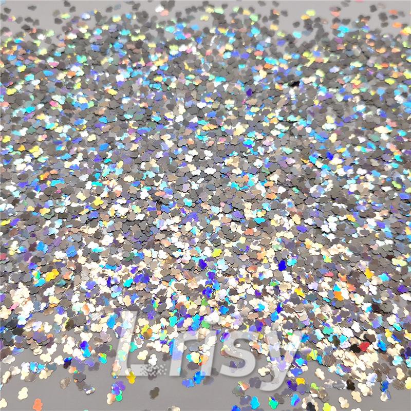 3mm Cloud Shapes Laser Silver Glitter LB0100