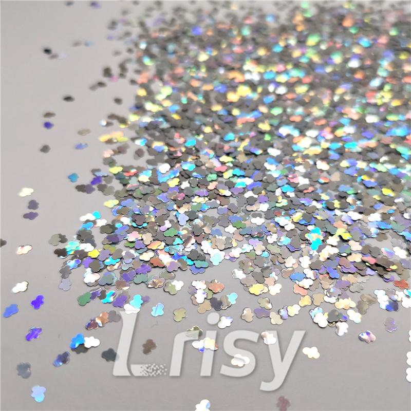 3mm Cloud Shapes Laser Silver Glitter LB0100