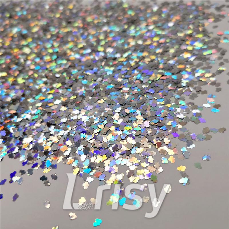 3mm Cloud Shapes Laser Silver Glitter LB0100