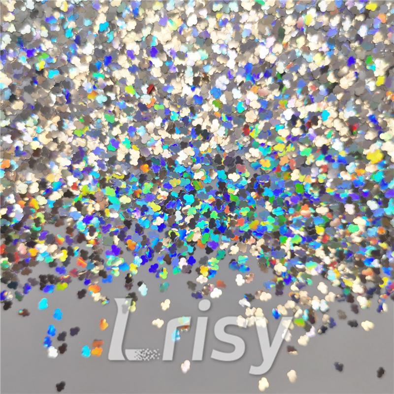 3mm Cloud Shapes Laser Silver Glitter LB0100
