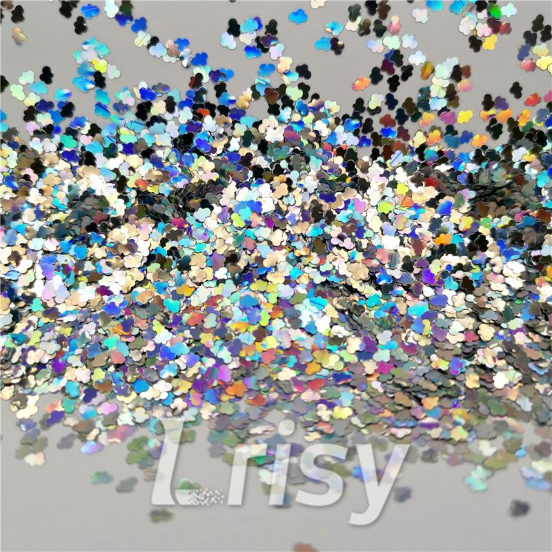 3mm Cloud Shapes Laser Silver Glitter LB0100