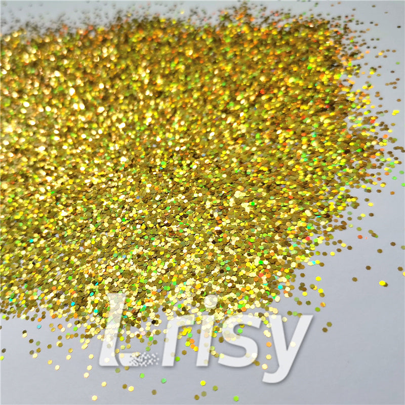 1mm Hexagon Shapes Laser Gold Chunky Glitter LB0210