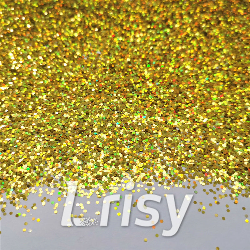 1mm Hexagon Shapes Laser Gold Chunky Glitter LB0210