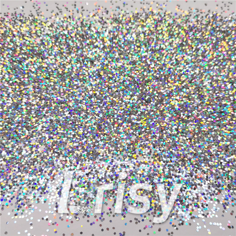 1mm Hexagon Shapes Laser Silver Chunky Glitter LB0100