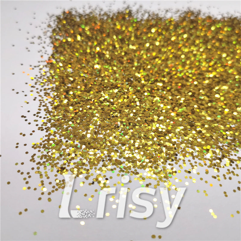 1mm Hexagon Shapes Gold Chunky Glitter B0203