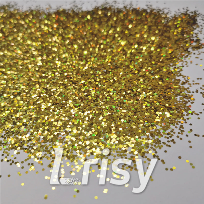 1mm Hexagon Shapes Gold Chunky Glitter B0203