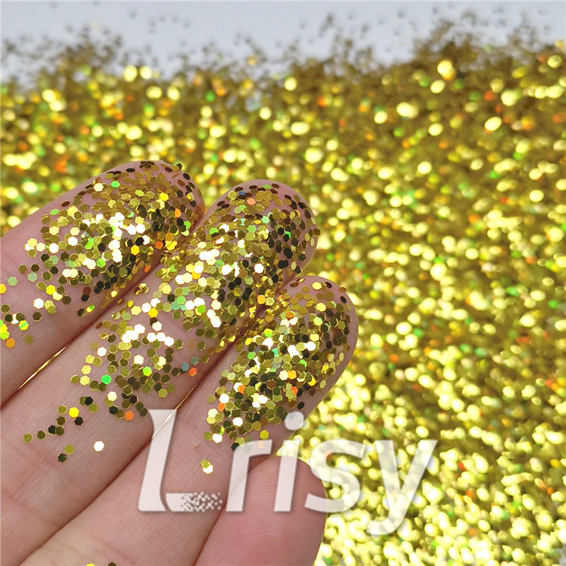 1mm Hexagon Shapes Gold Chunky Glitter B0203