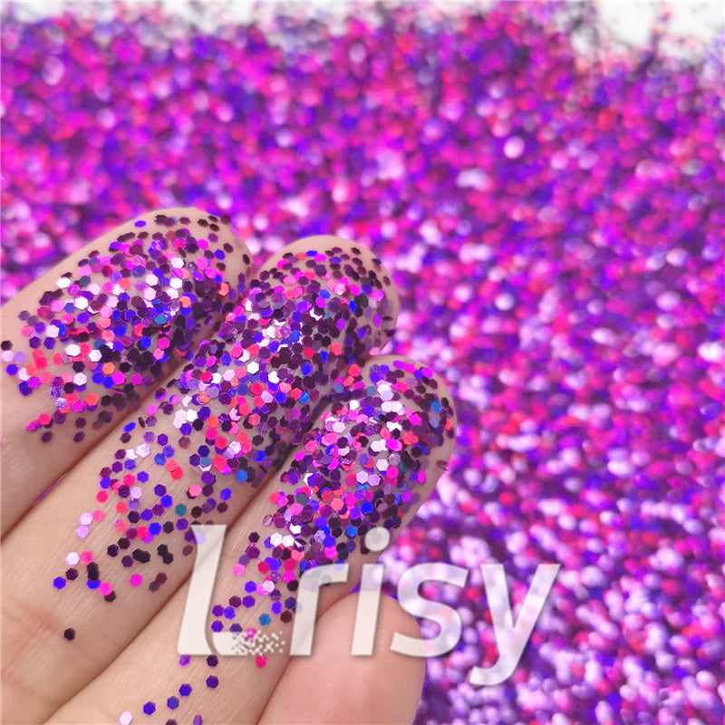 1mm Hexagon Shapes Laser Purple Chunky Glitter LB0800