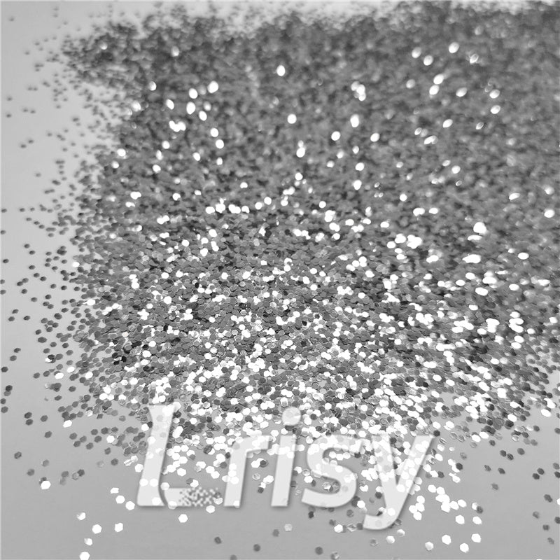 1mm Hexagon Shapes Silver Chunky Glitter B0100