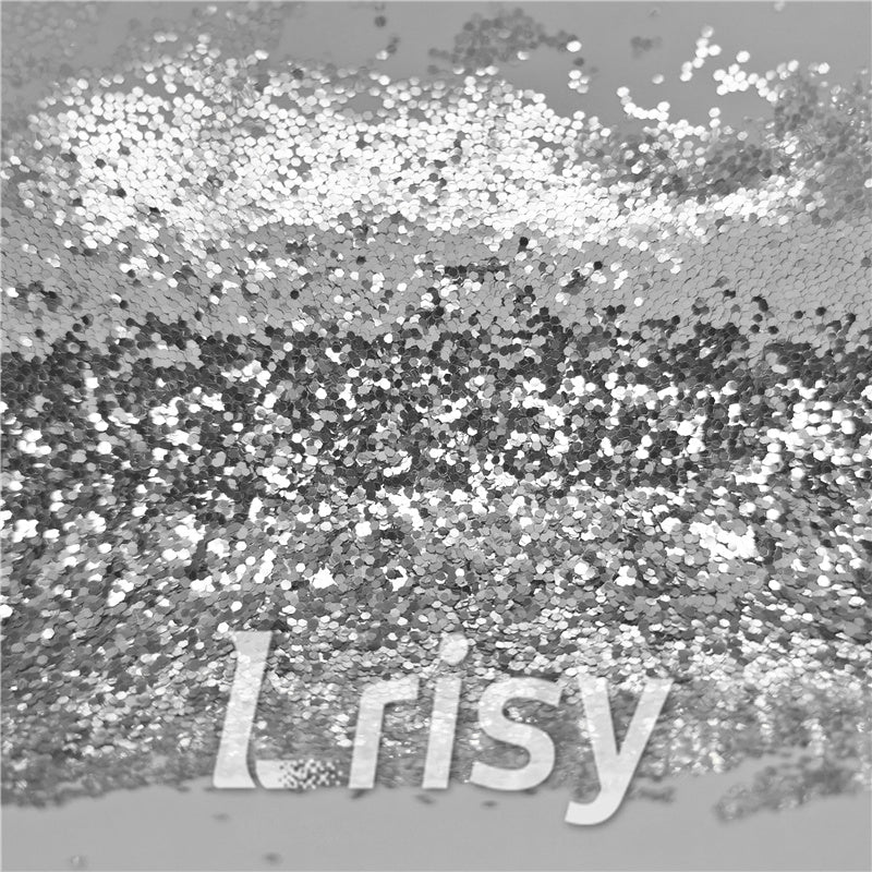 1mm Hexagon Shapes Silver Chunky Glitter B0100