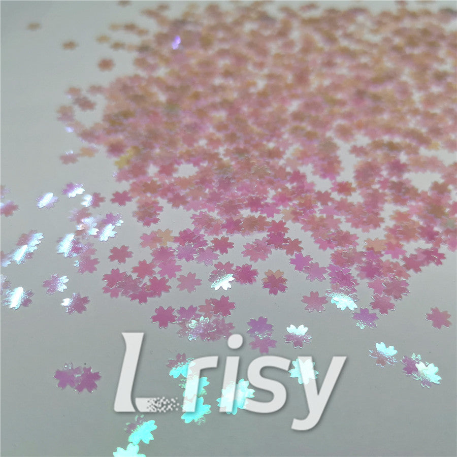 5mm Cherry Blossoms  (Sakura) Shaped Iridescent Dream Pink Glitter C003