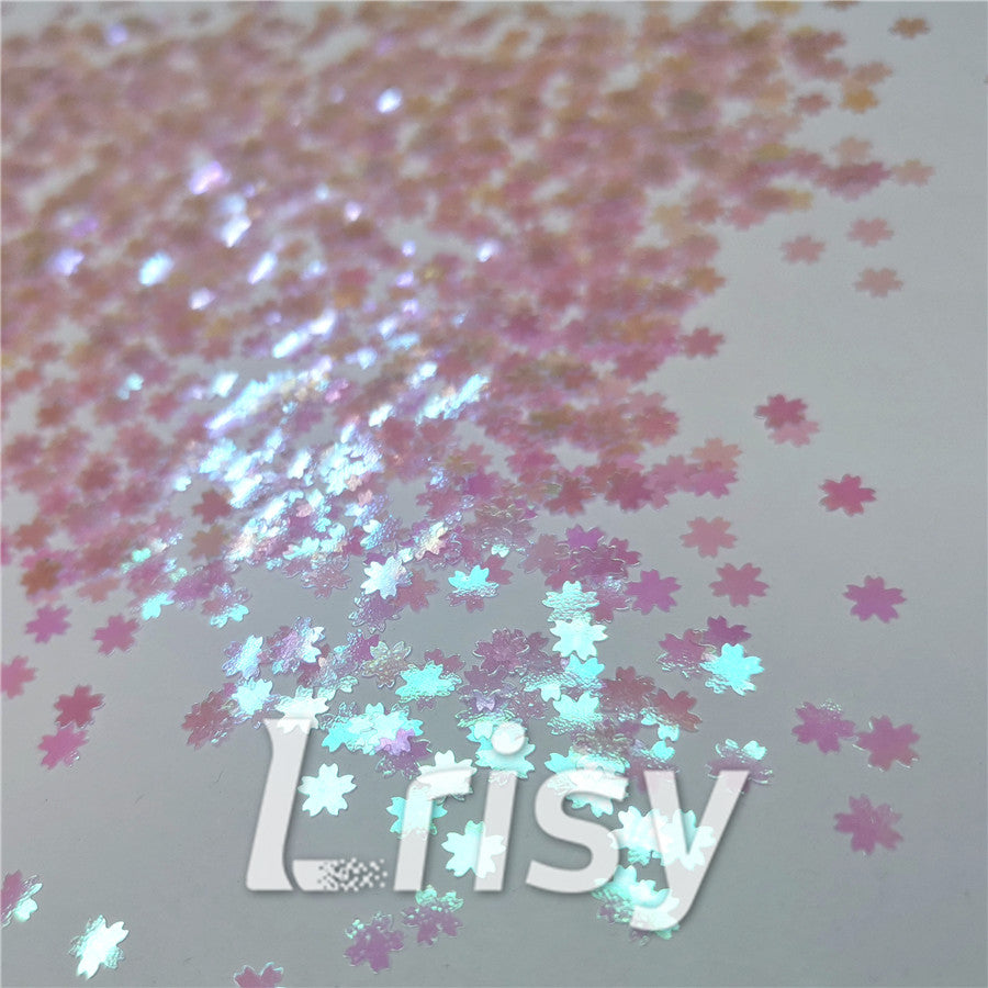 5mm Cherry Blossoms  (Sakura) Shaped Iridescent Dream Pink Glitter C003