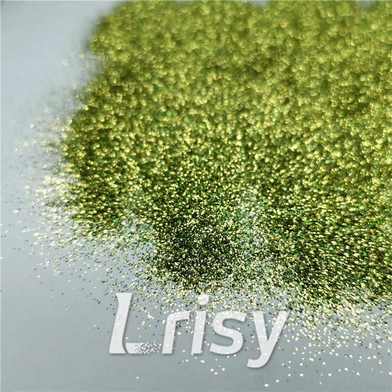 0.2mm Holographic Pigment Golden Green Glitter Cosmetic Grade SLG007