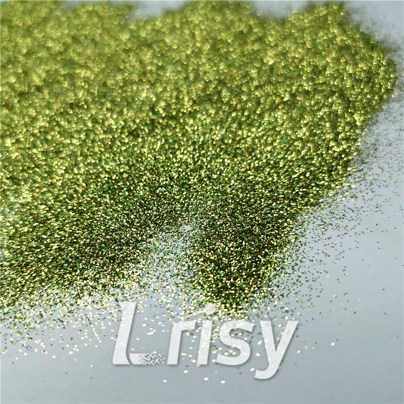 0.2mm Holographic Pigment Golden Green Glitter Cosmetic Grade SLG007