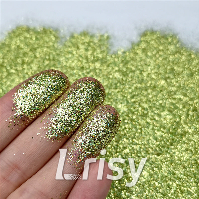 0.2mm Holographic Pigment Golden Green Glitter Cosmetic Grade SLG007