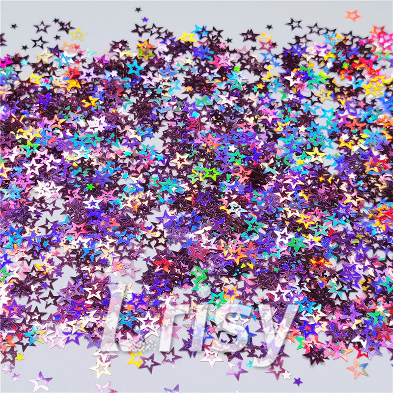 6mm Holographic Pink Hollow Out Star Shaped Glitter LB0901