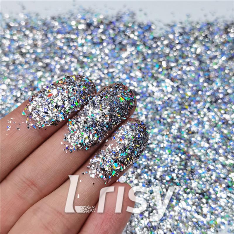 2x2 Glitter Holo Shards (Flakes) Holographic Pigment Silver Glitter Solvent Resistant SLG001