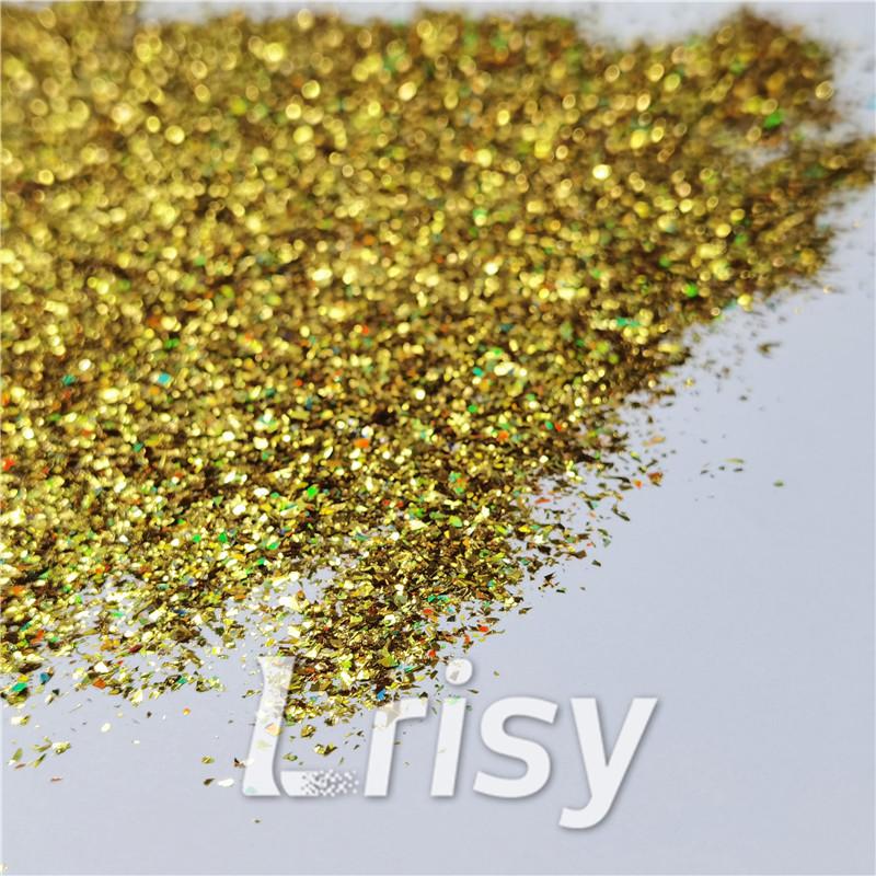 2x2 Glitter Holo Shards (Flakes) Holographic Pigment Gold Glitter Solvent Resistant SLG003