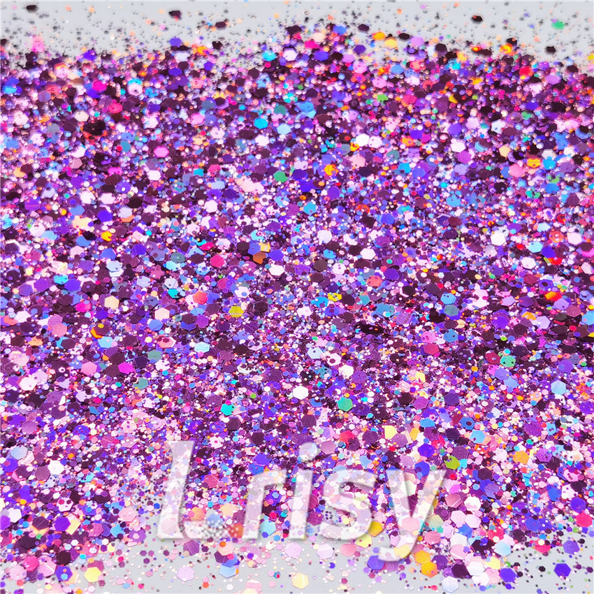 General Mixed Holographic Pink Glitter Hexagon Shaped LB0901