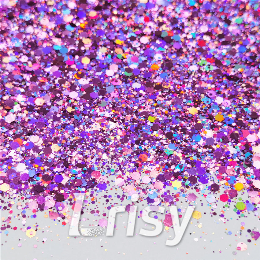 General Mixed Holographic Pink Glitter Hexagon Shaped LB0901