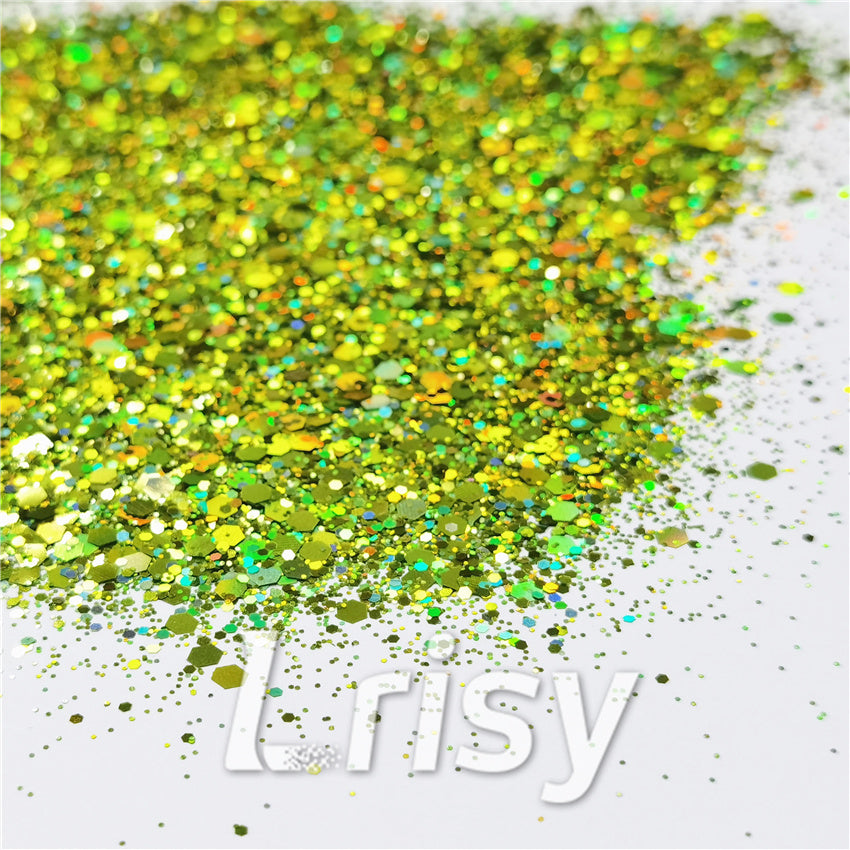 General Mixed Holographic Grass Green Glitter Hexagon Shaped LB0601