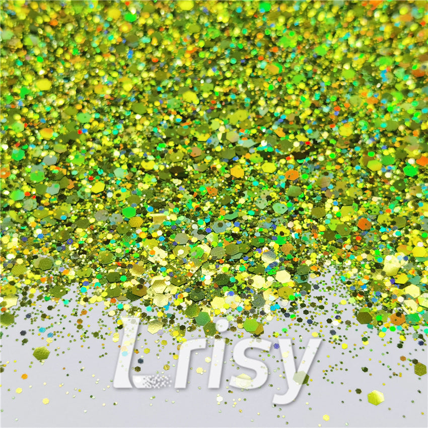 General Mixed Holographic Grass Green Glitter Hexagon Shaped LB0601
