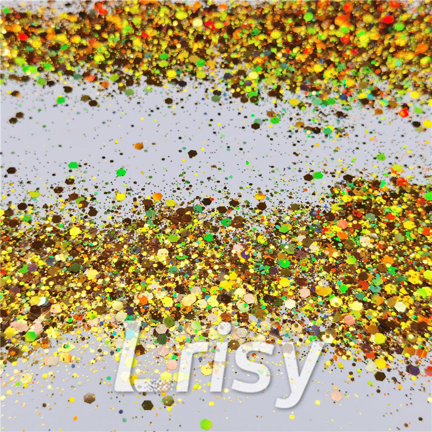 General Mixed Holographic Red Gold Glitter Hexagon Shaped LB0200