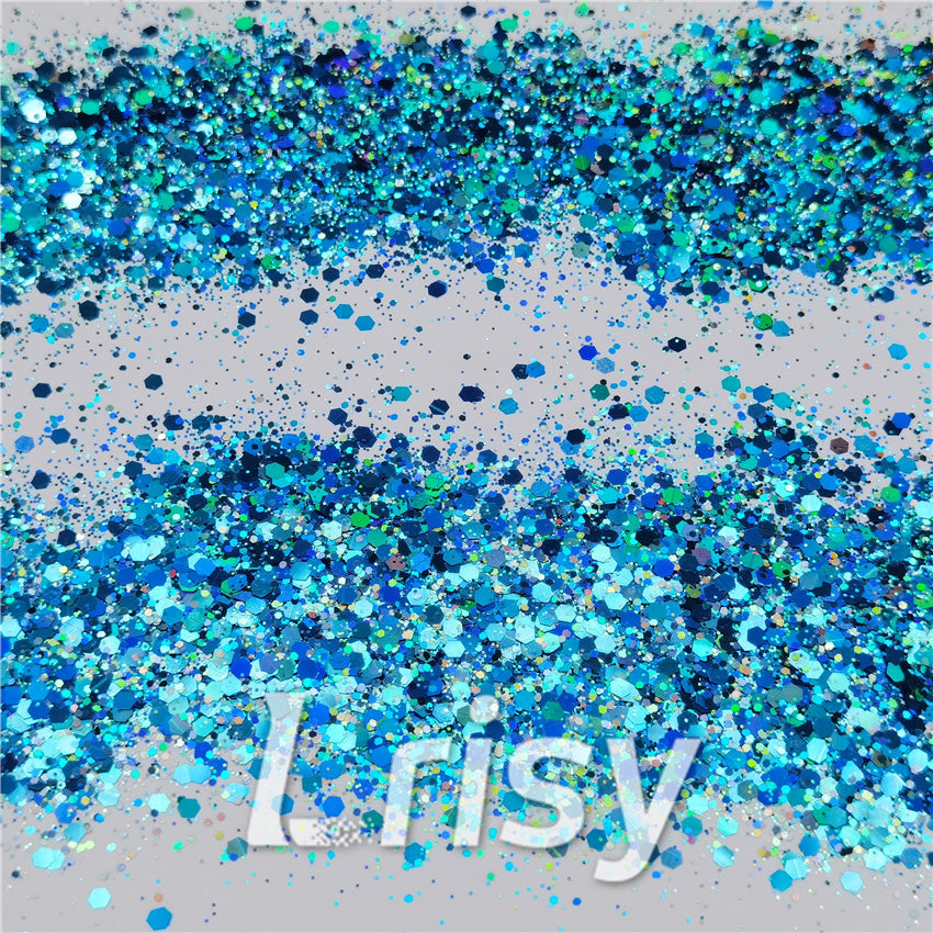 General Mixed Holographic Sky Blue Glitter Hexagon Shaped LB0700