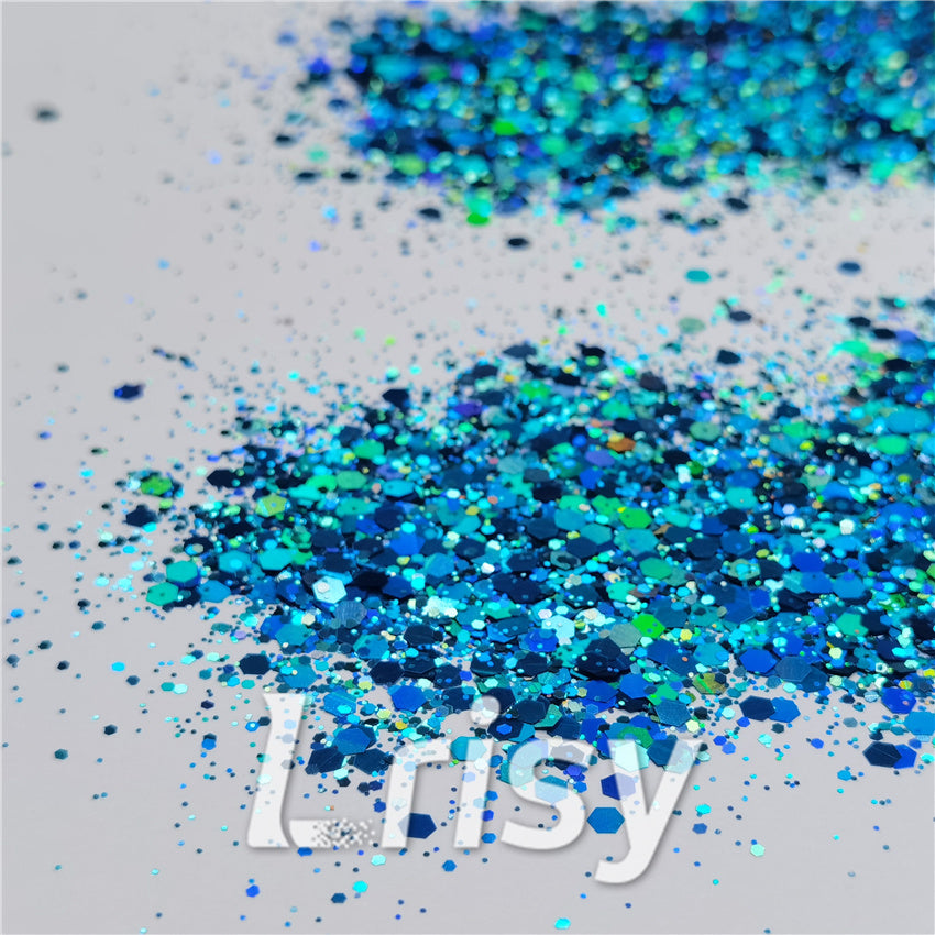 General Mixed Holographic Sky Blue Glitter Hexagon Shaped LB0700