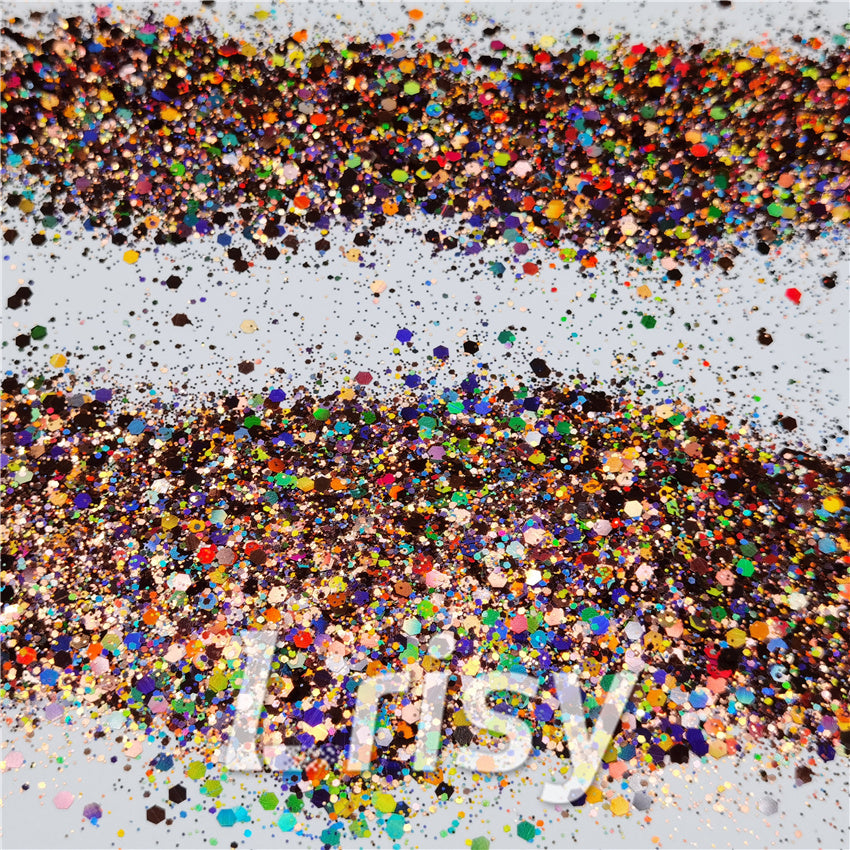 General Mixed Holographic Brown Glitter Hexagon Shaped LB0406