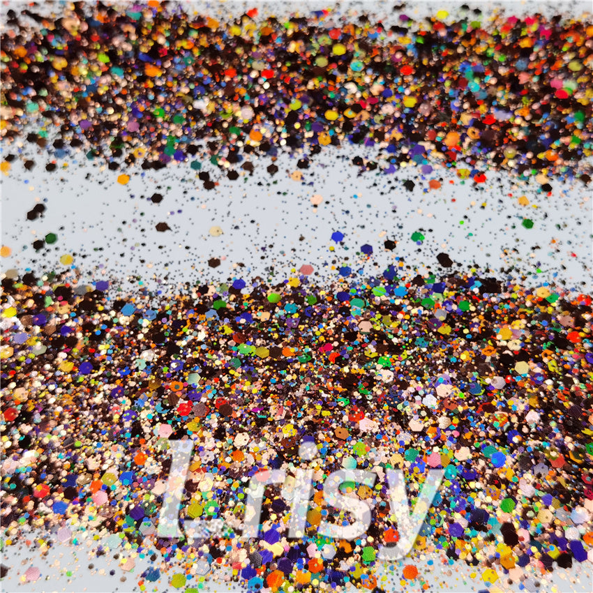 General Mixed Holographic Brown Glitter Hexagon Shaped LB0406