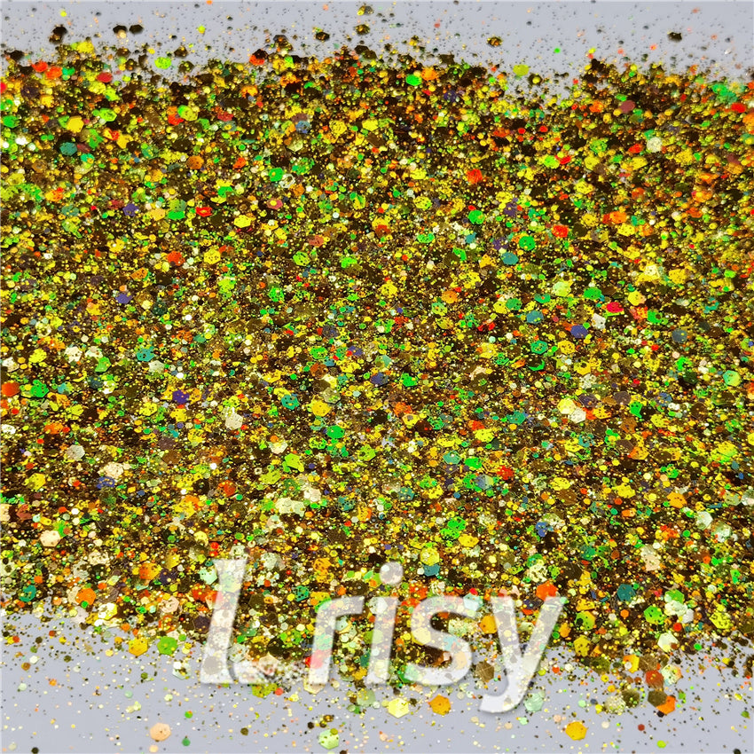 General Mixed Holographic Gold Glitter Hexagon Shaped LB0210