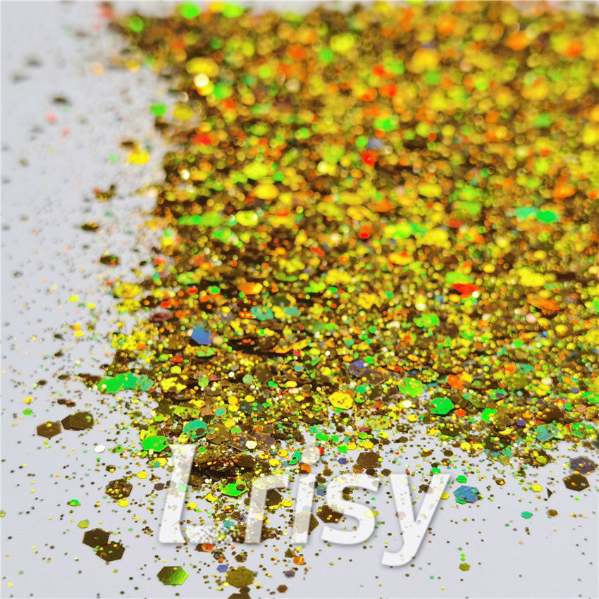 General Mixed Holographic Gold Glitter Hexagon Shaped LB0210