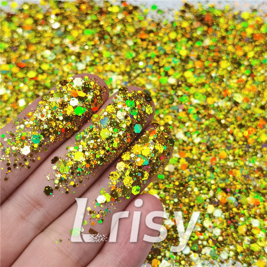 General Mixed Holographic Gold Glitter Hexagon Shaped LB0210