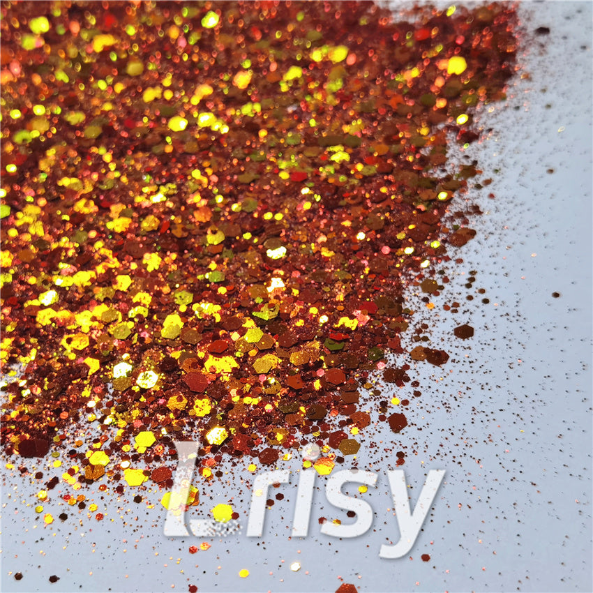 General Mixed Iridescent Phantom Red Gold Glitter C-BSL002