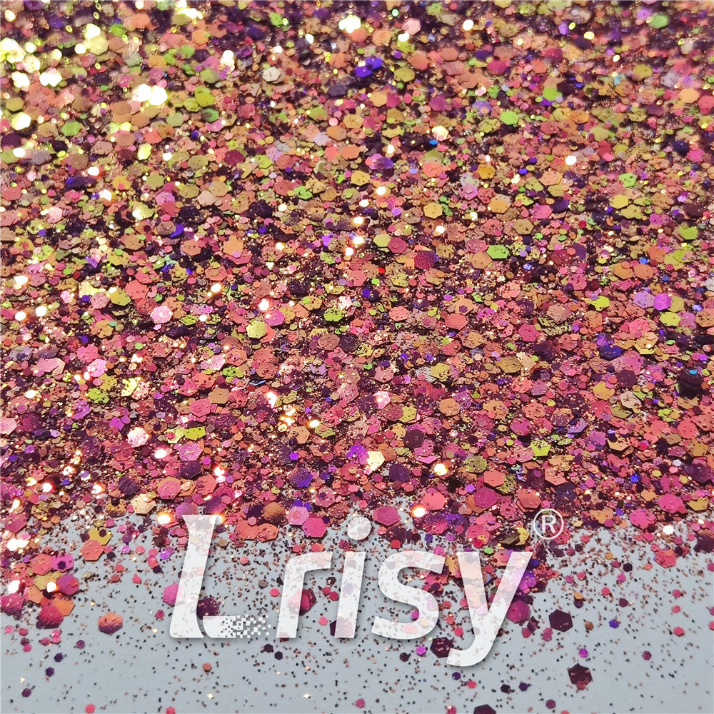 General Mixed Iridescent Phantom Rose Red Glitter C-BSL011