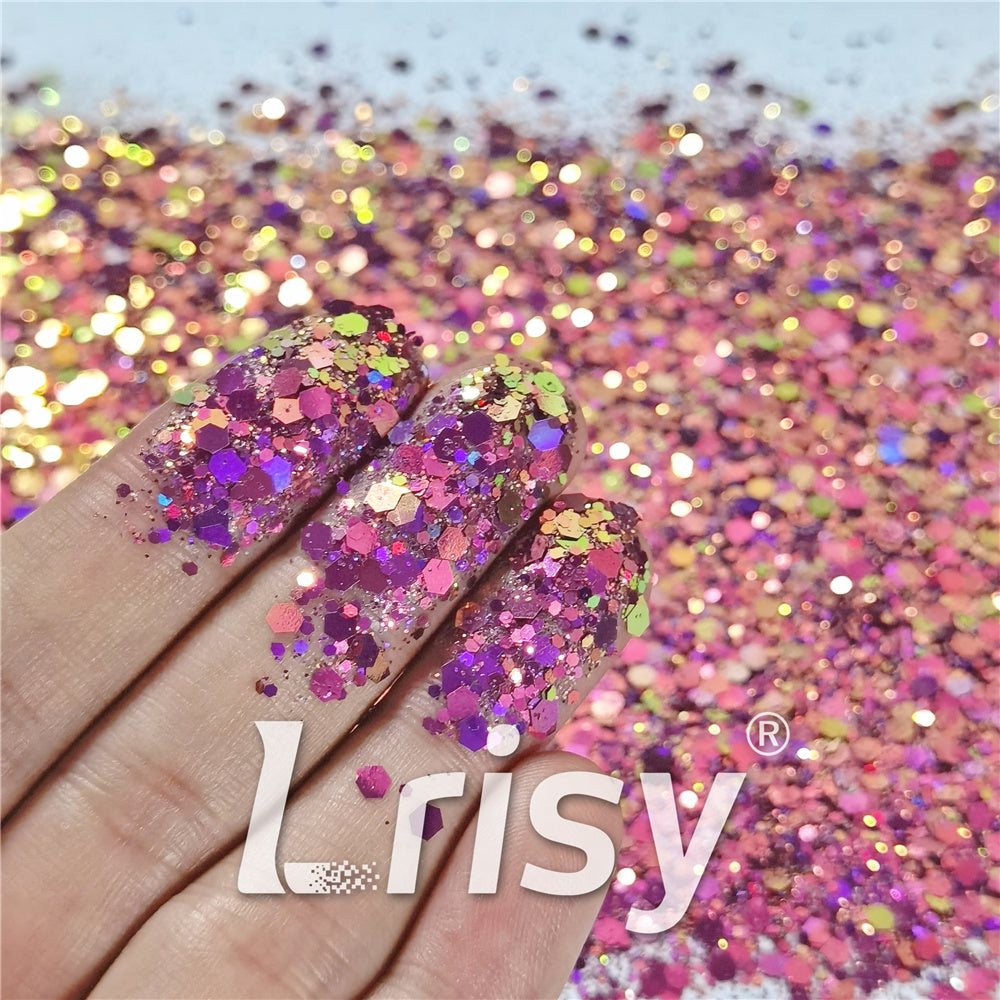 General Mixed Iridescent Phantom Rose Red Glitter C-BSL011