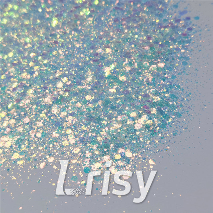 General Mixed Iridescent Translucent Blue Glitter C021