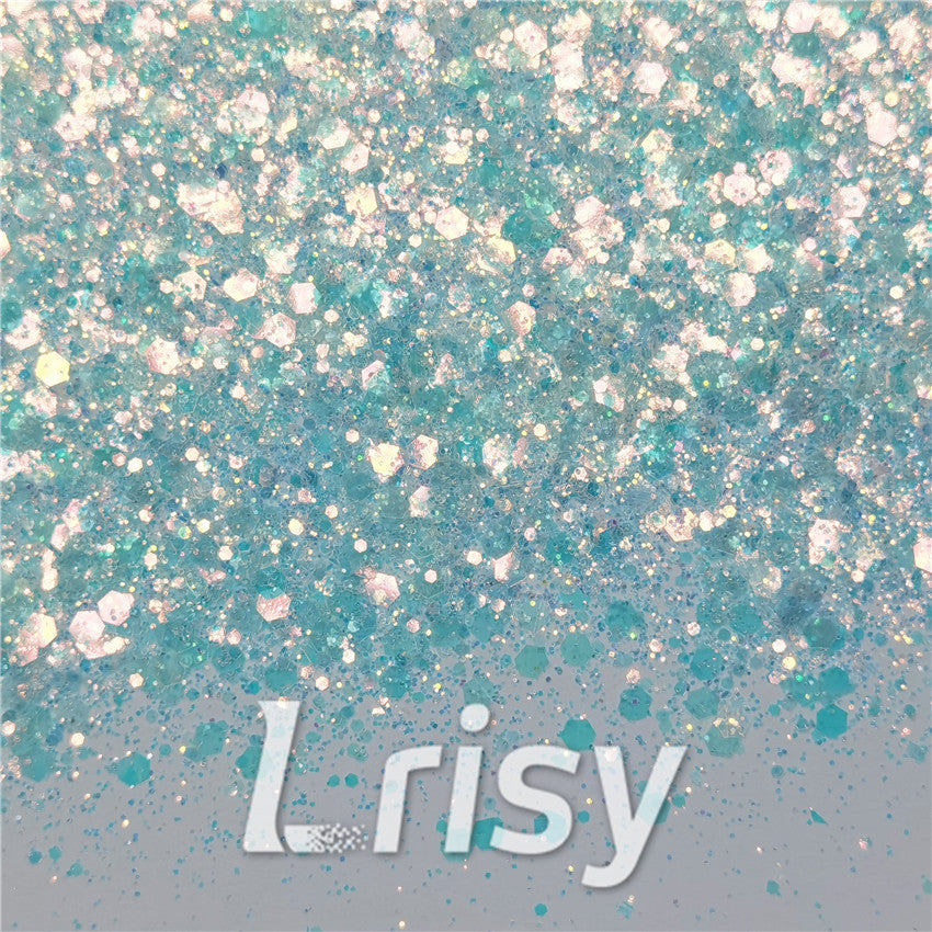General Mixed Iridescent Translucent Blue Glitter C021