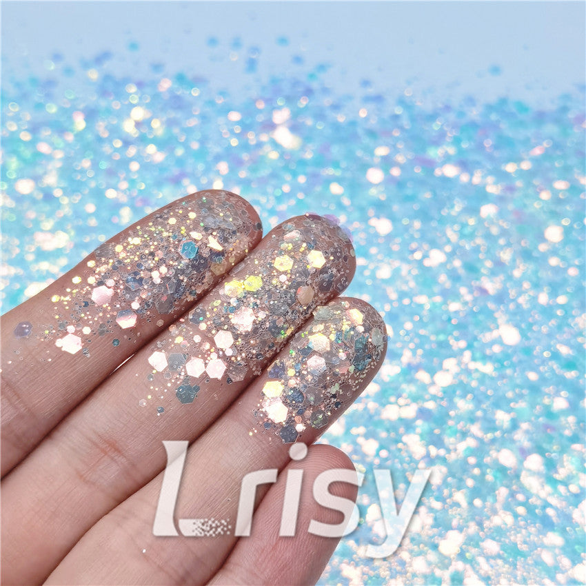 General Mixed Iridescent Translucent Blue Glitter C021