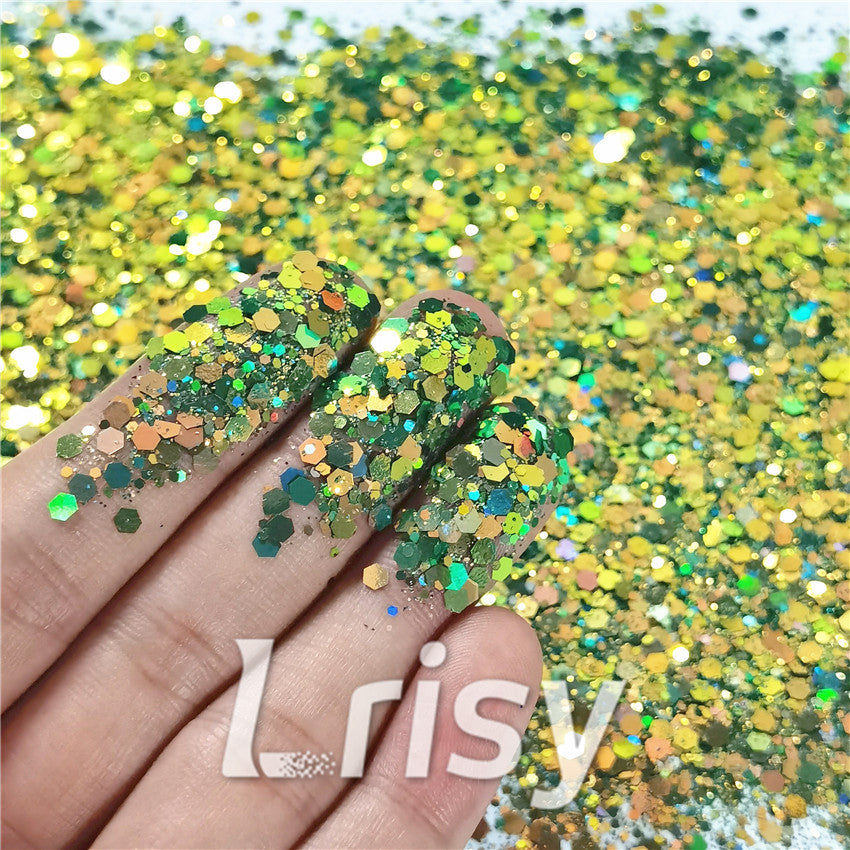 General Mixed Iridescent Phantom Olive Green Glitter C-BSL004